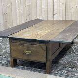 Chestnut coffee table XIXth with 3 drawers and extensions