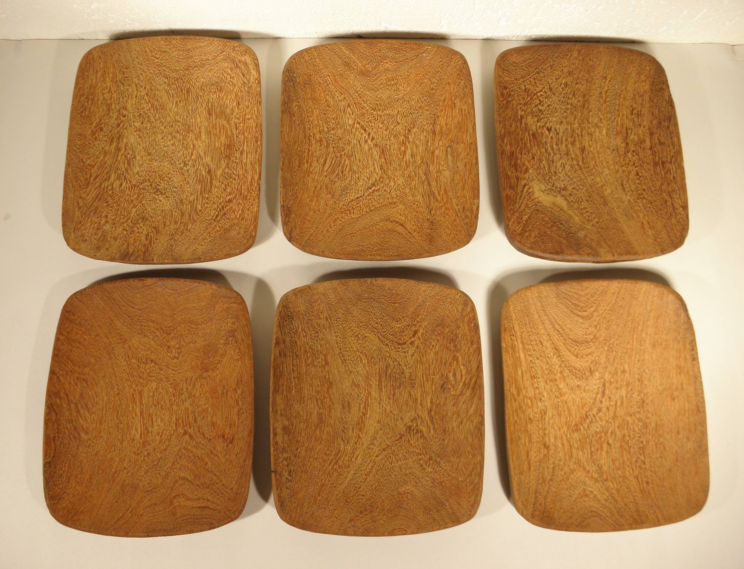 Exotic wood plate and bowl tray set