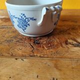 Ceramic tureen from St Uze, France - blue earthenware salad bowl