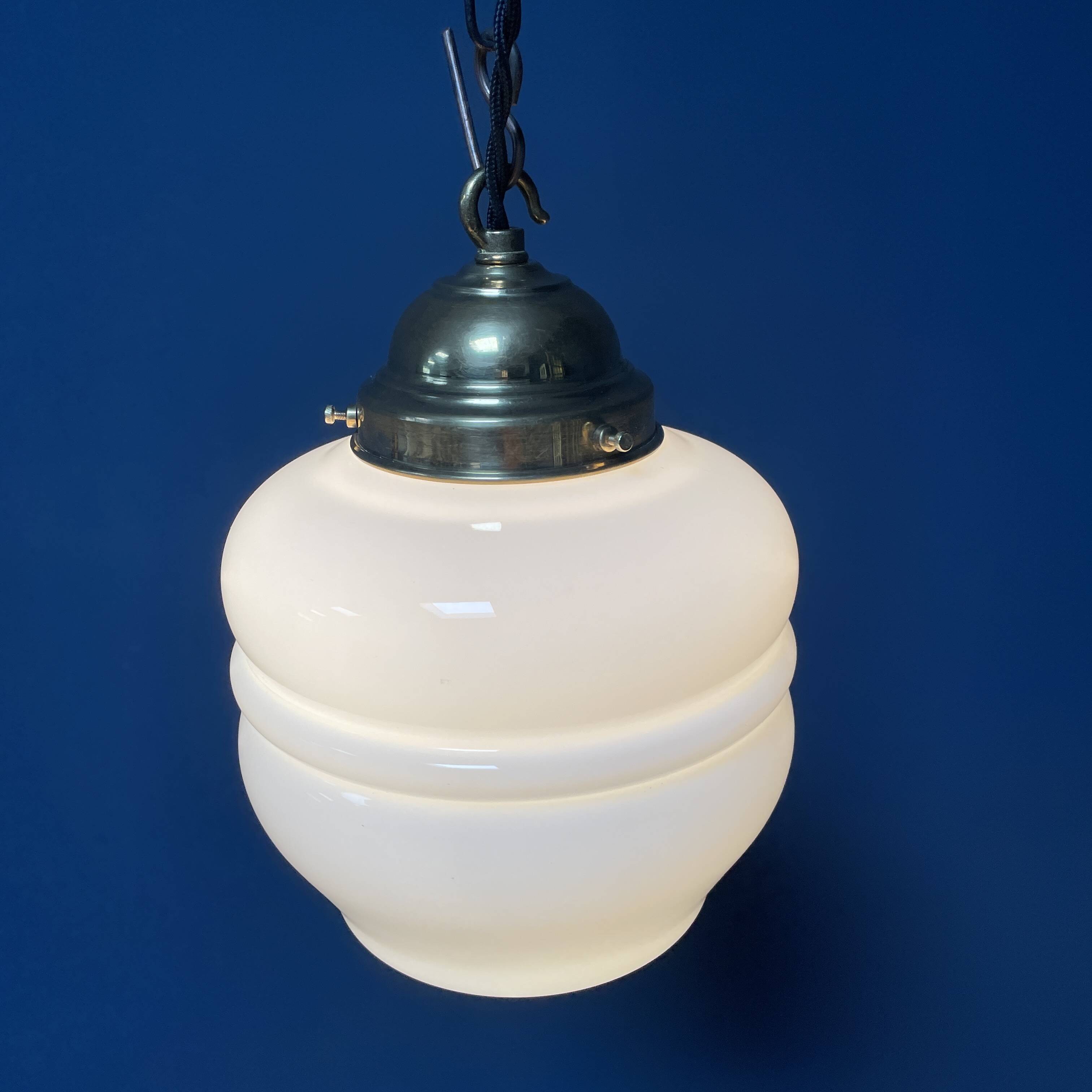 English opaline with brass glass pendant lamp
