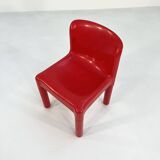 Set of 6 red chairs model 4875 by Carlo Bartoli for Kartell, 1970