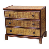 Vintage rattan and bamboo chest of drawers