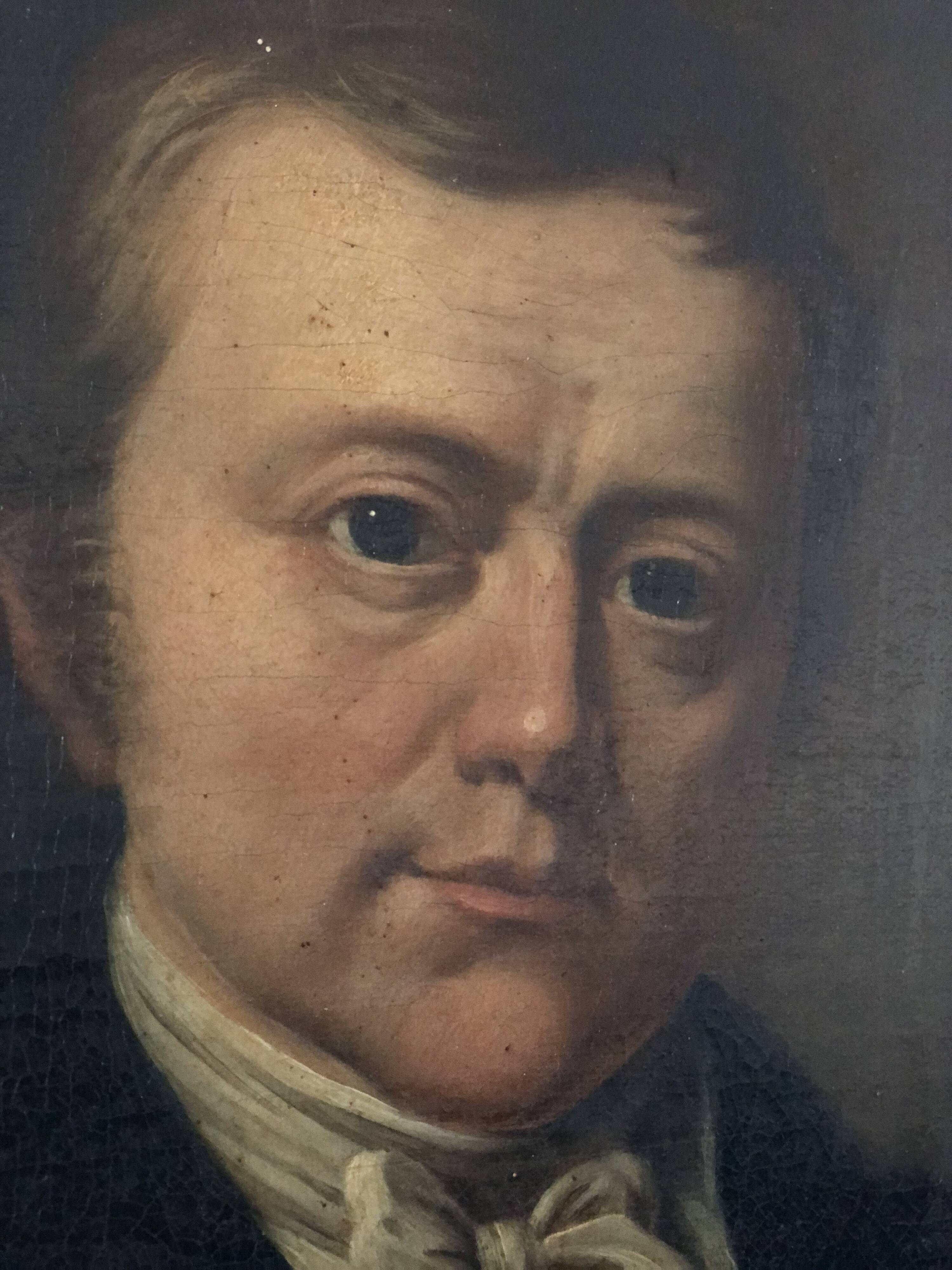 Antique Vintage Portrait Oil Painting of a Dutch Gentleman, 19th century