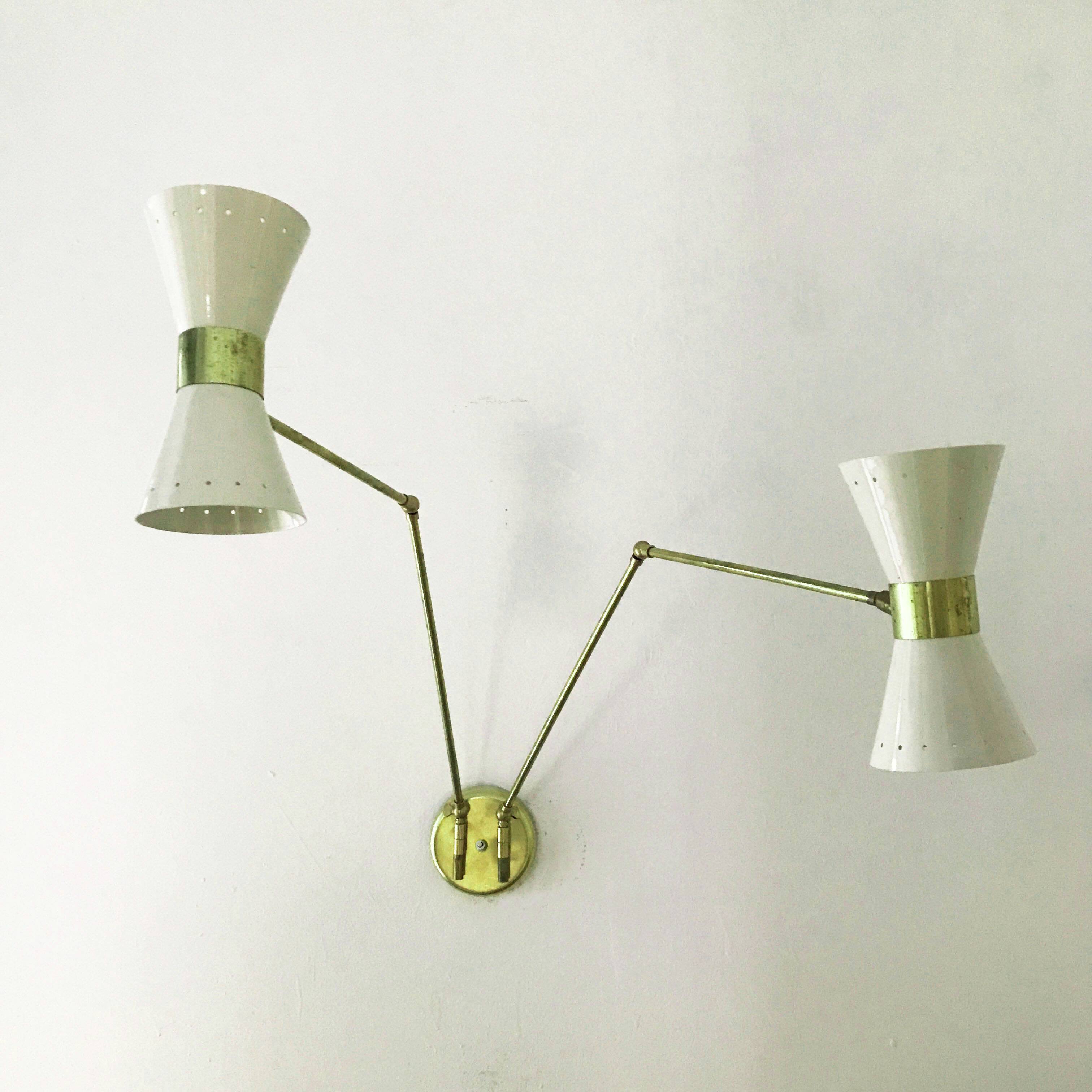 Italian articulated wall light diabolo design 50s