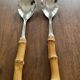 Serving cutlery with bamboo and stainless steel handles