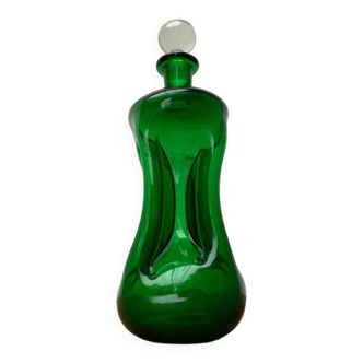 Vintage Kluk Kluk Bottle in Danish Green Glass from Holmegaard, 1970s