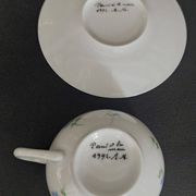 Porcelain cup with hand-painted cornflower decoration A.M