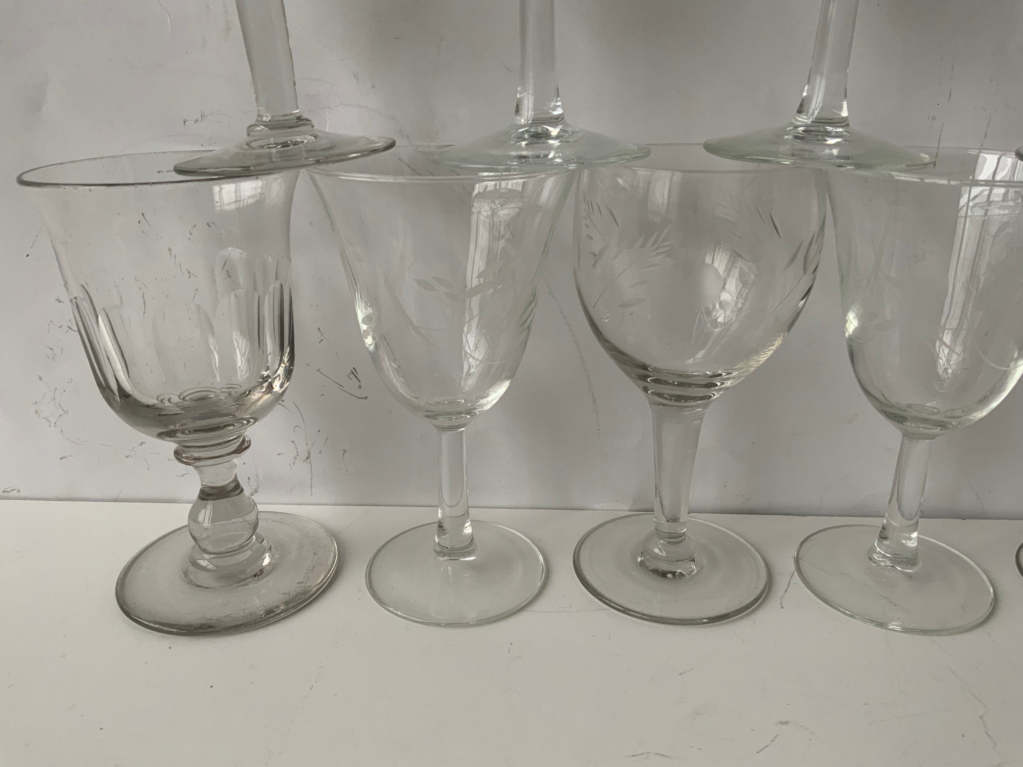 14 antique stemmed glasses