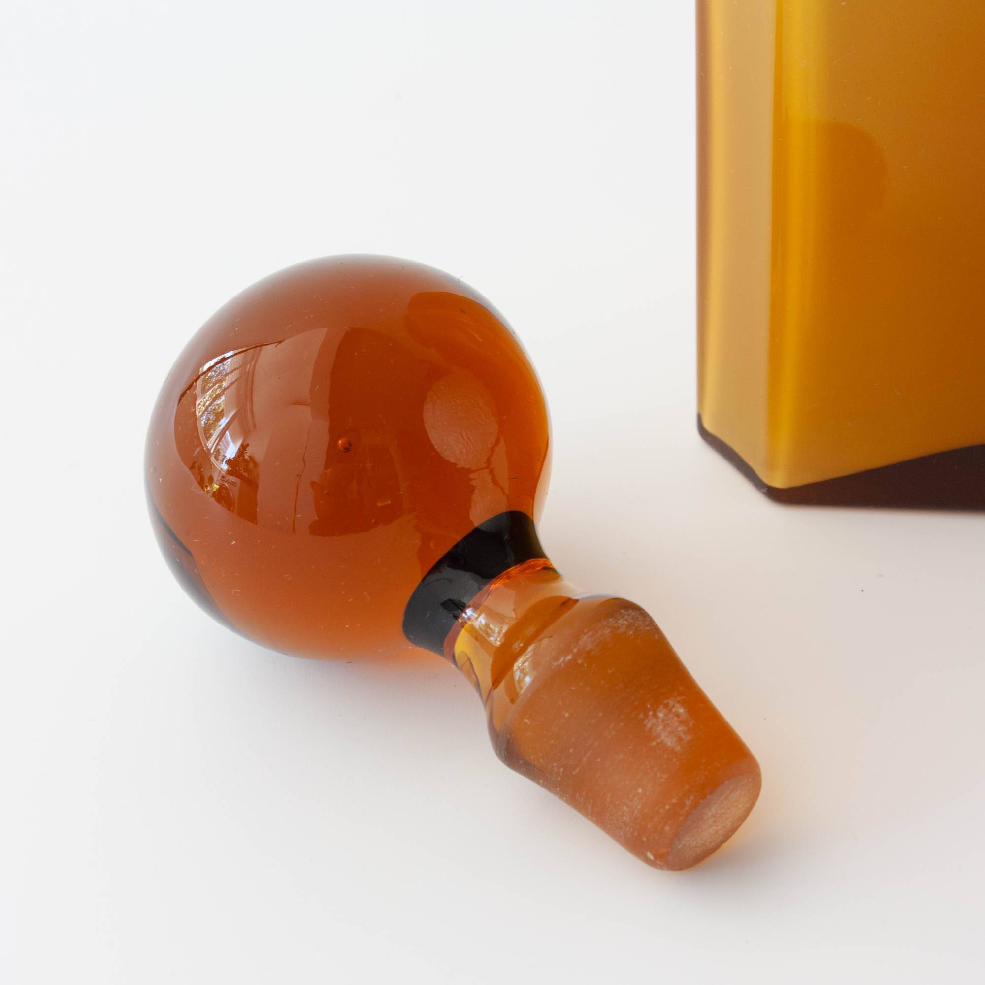 Vintage Mustard Opaline Glass Bottle from Marinha Grande, 1960's
