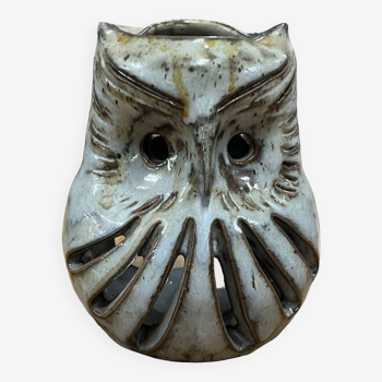 Owl tealight holder, owl, glazed stoneware