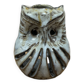 Owl tealight holder, owl, glazed stoneware