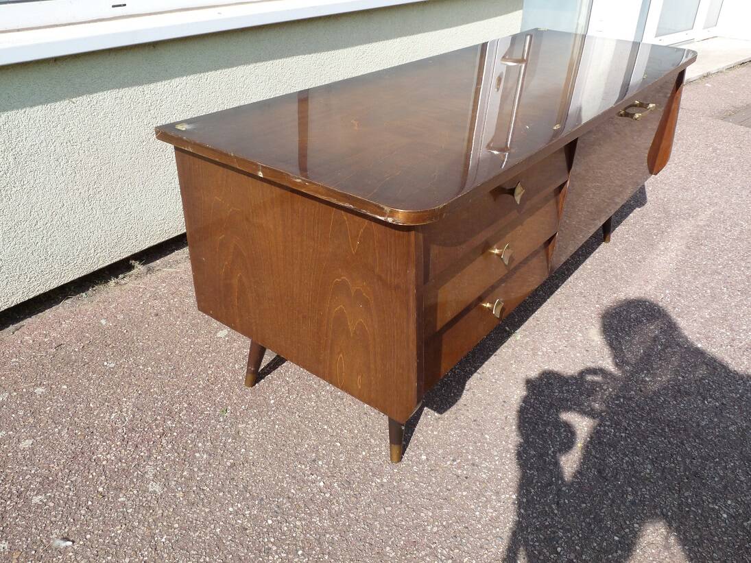Small vintage sideboard + 2 bedside table - wood compass leg