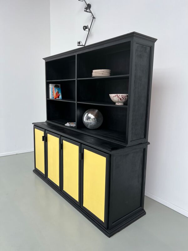 Buffet 2 corps, format XXL, ancien meuble d'école en bois