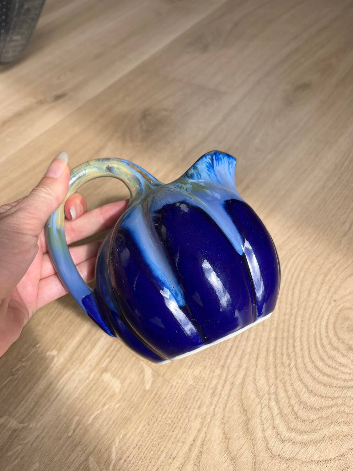 Alphonse blue ceramic sheep water pitcher
