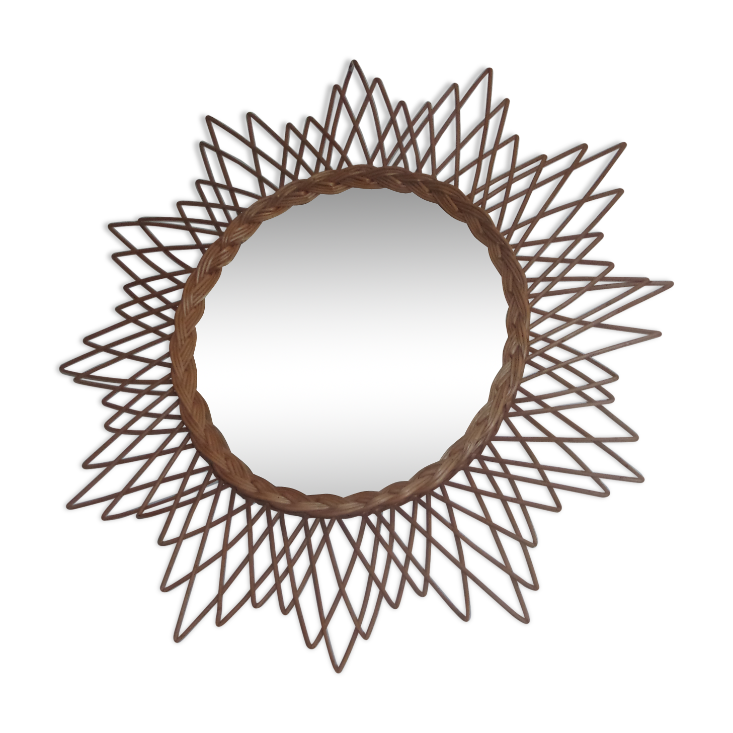 Vintage wicker sun mirror 58cm