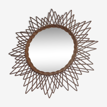 Vintage wicker sun mirror 58cm