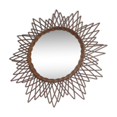 Miroir soleil en osier vintage 58cm