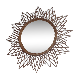 Vintage wicker sun mirror 58cm
