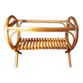 Vintage rattan and bamboo coffee table.