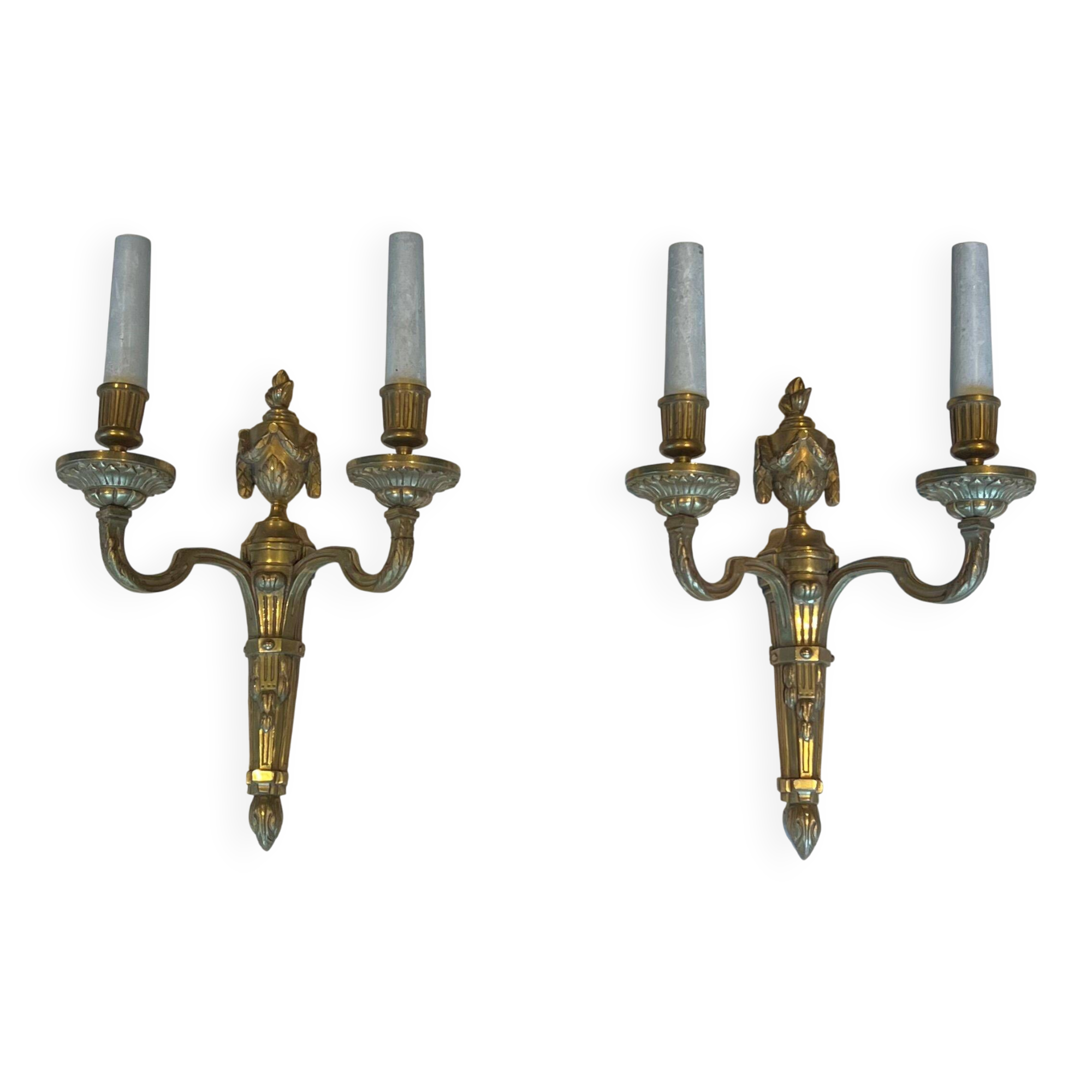 Set of 4 bronze wall lights in Louis XVI style.