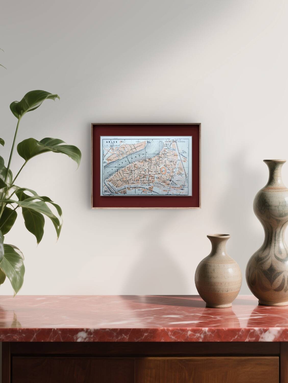 Arles, old small map, printed in 1906.