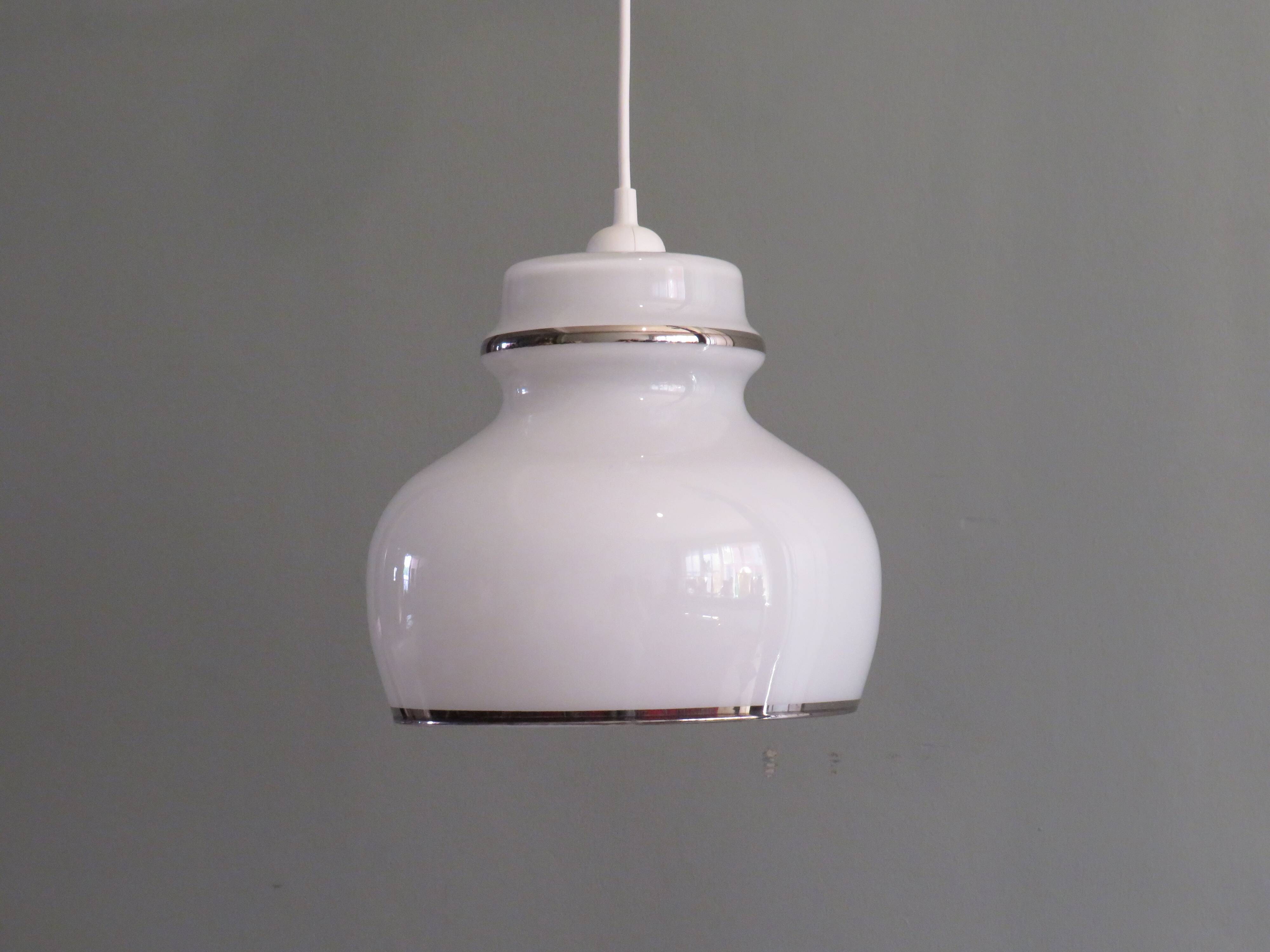 White opaline suspension Italy 1970