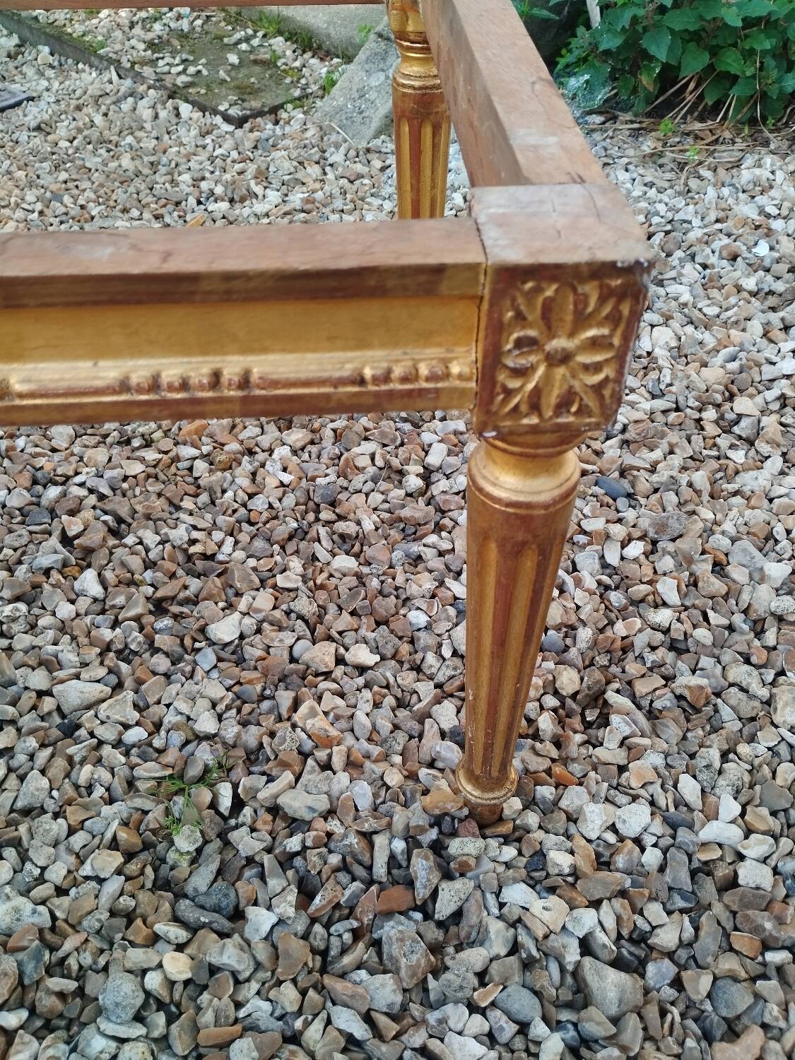 Louis XVI style coffee table in old gilded wood with marble top