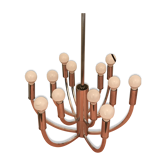 Lustre par Gaetano Scolari 12 ampoules 1970