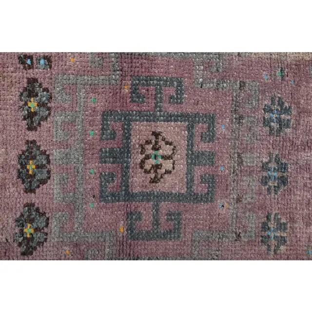 Vintage Turkish Oushak Handmade Wool Cotton Purple Runner Rug 80x260