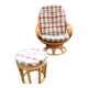Swivel rattan armchair with matching ottoman