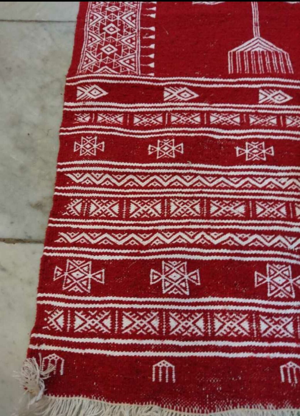 Handmade Kilim red and white corridor 190x58cm