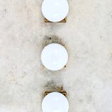 Set of 3 vintage wall lights – brass and opal glass (70s design)