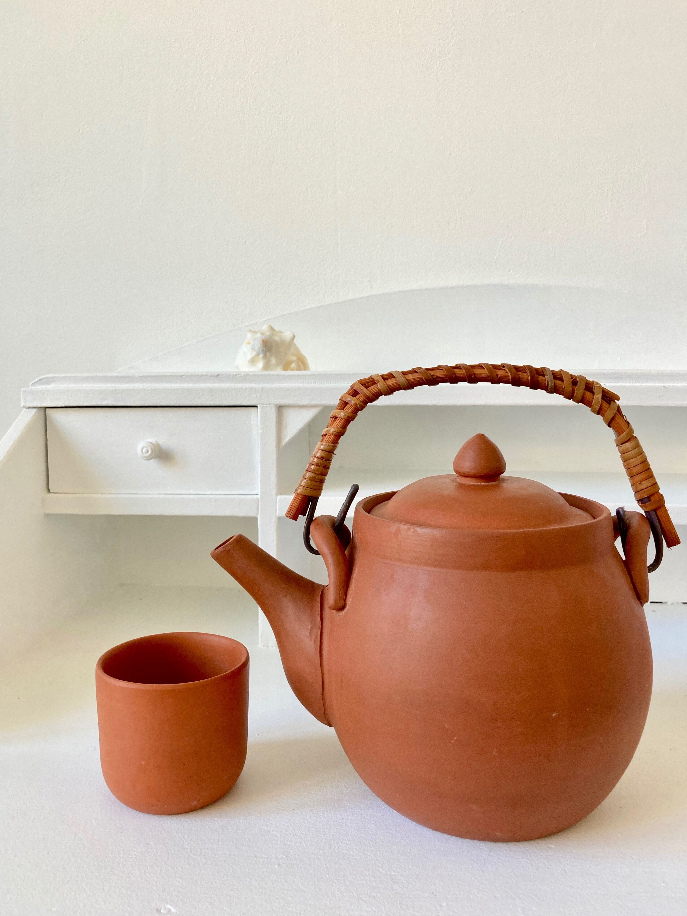 Terracotta tea and rattan teapot 4 cups