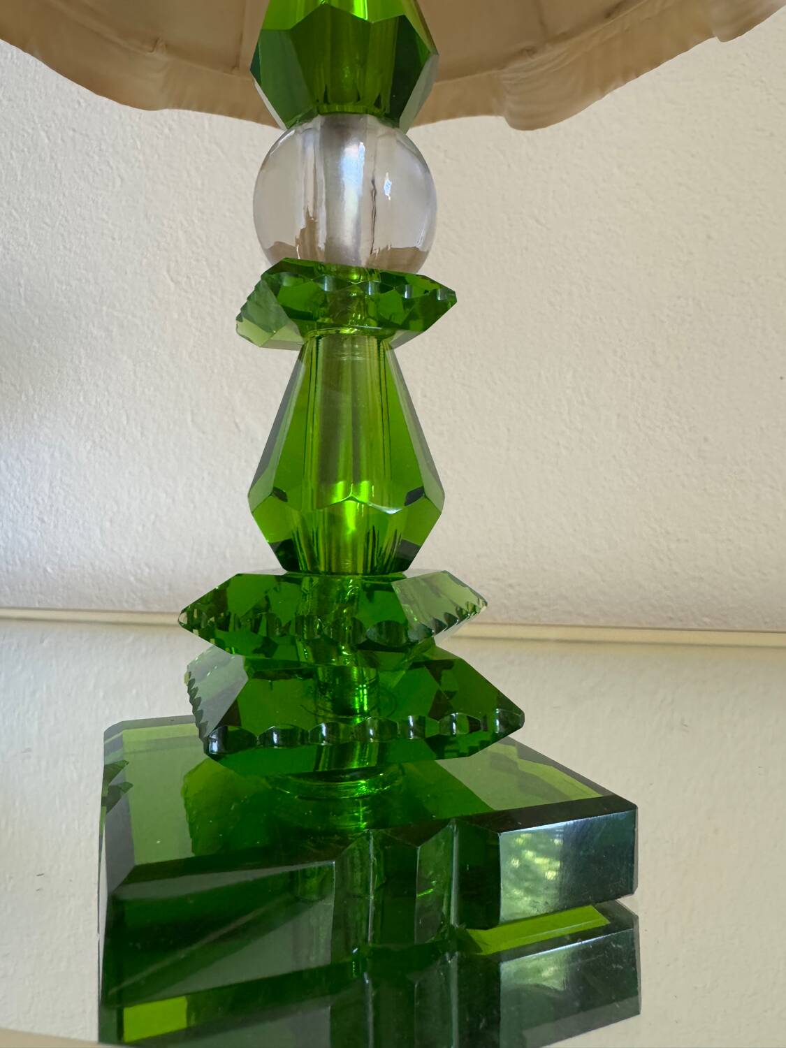 Lampe cristal émeraude Art Déco