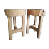 Brutalist solid oak stool