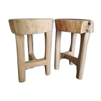 Brutalist solid oak stool