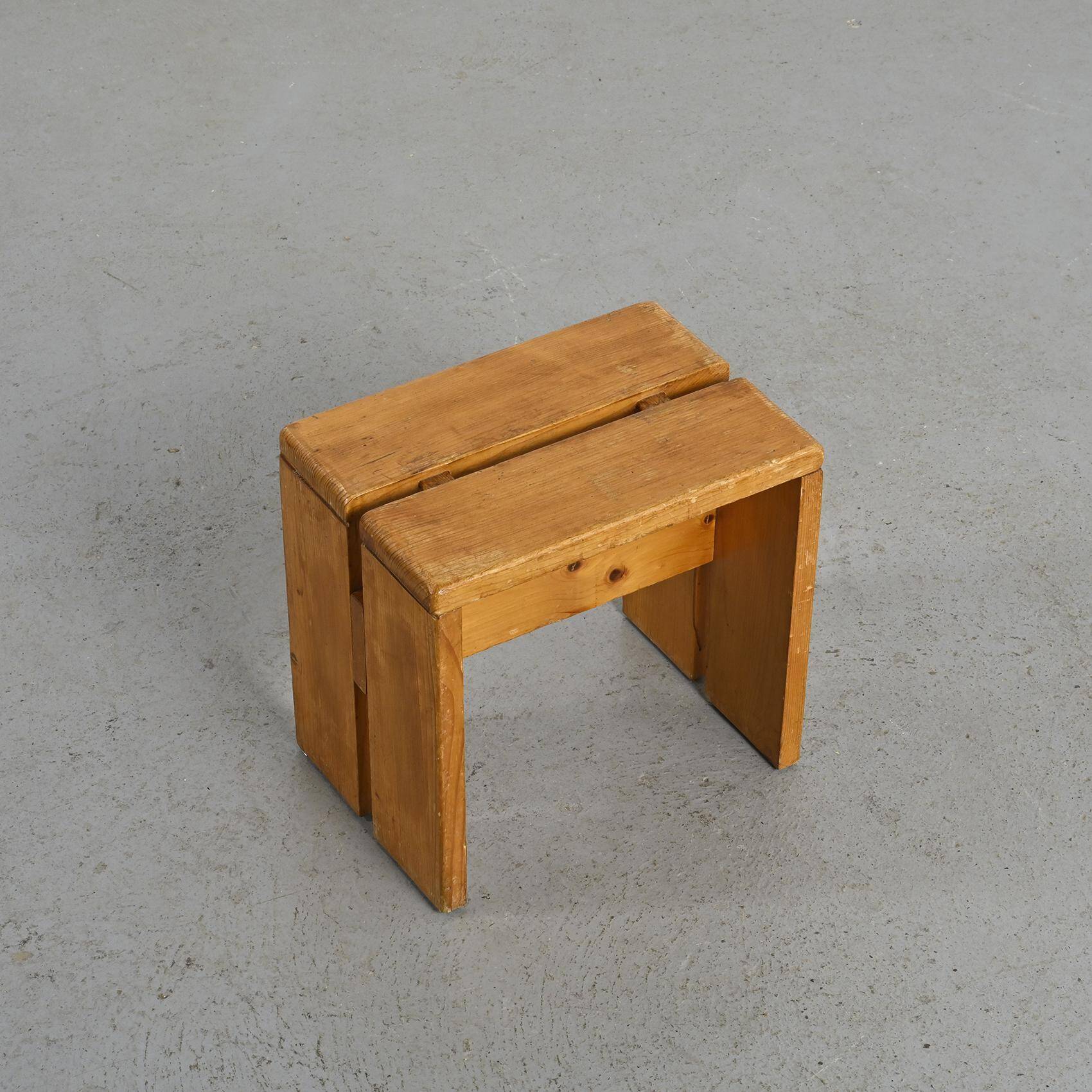 Pair of pine stools, French Alps circa 1970