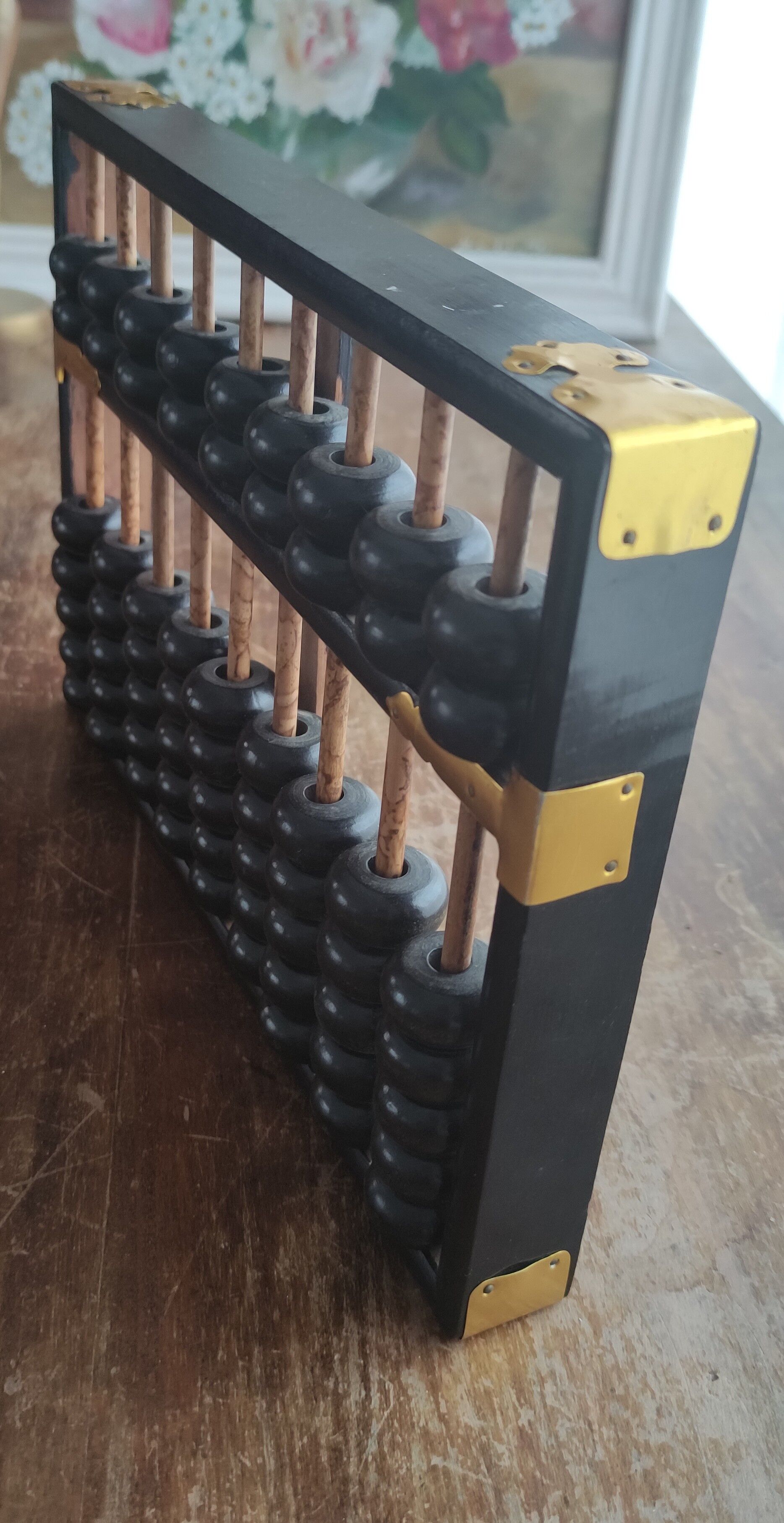 Boulier chinois en bois et laiton