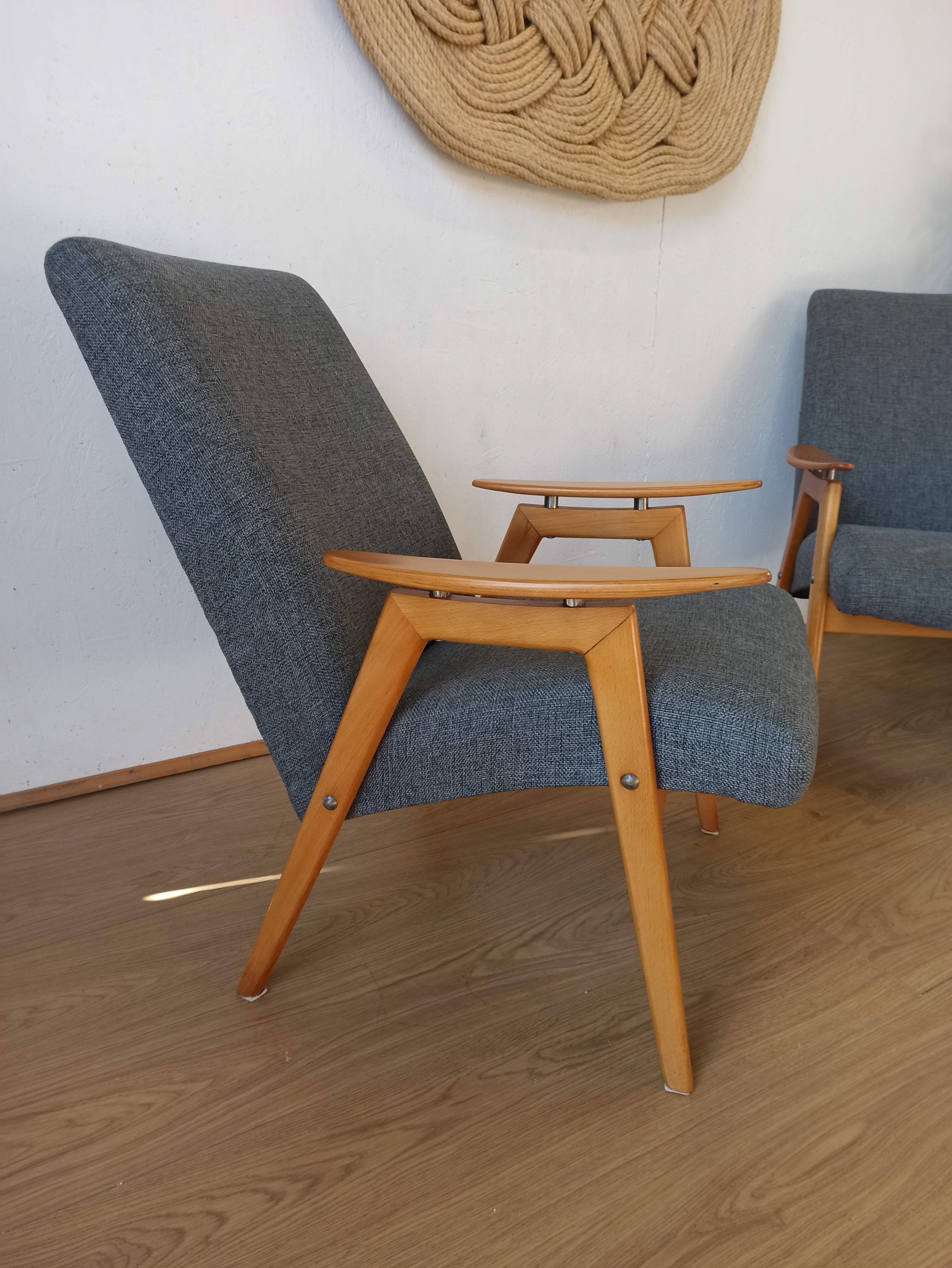 2 designer armchairs by j. šmidek, 1970s.