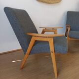 2 designer armchairs by j. šmidek, 1970s.