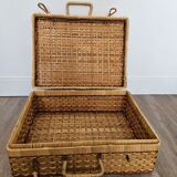 Valise en rotin, osier et rafia