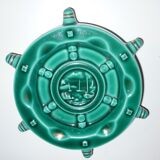 Vallauris green and gold boat wheel ashtray