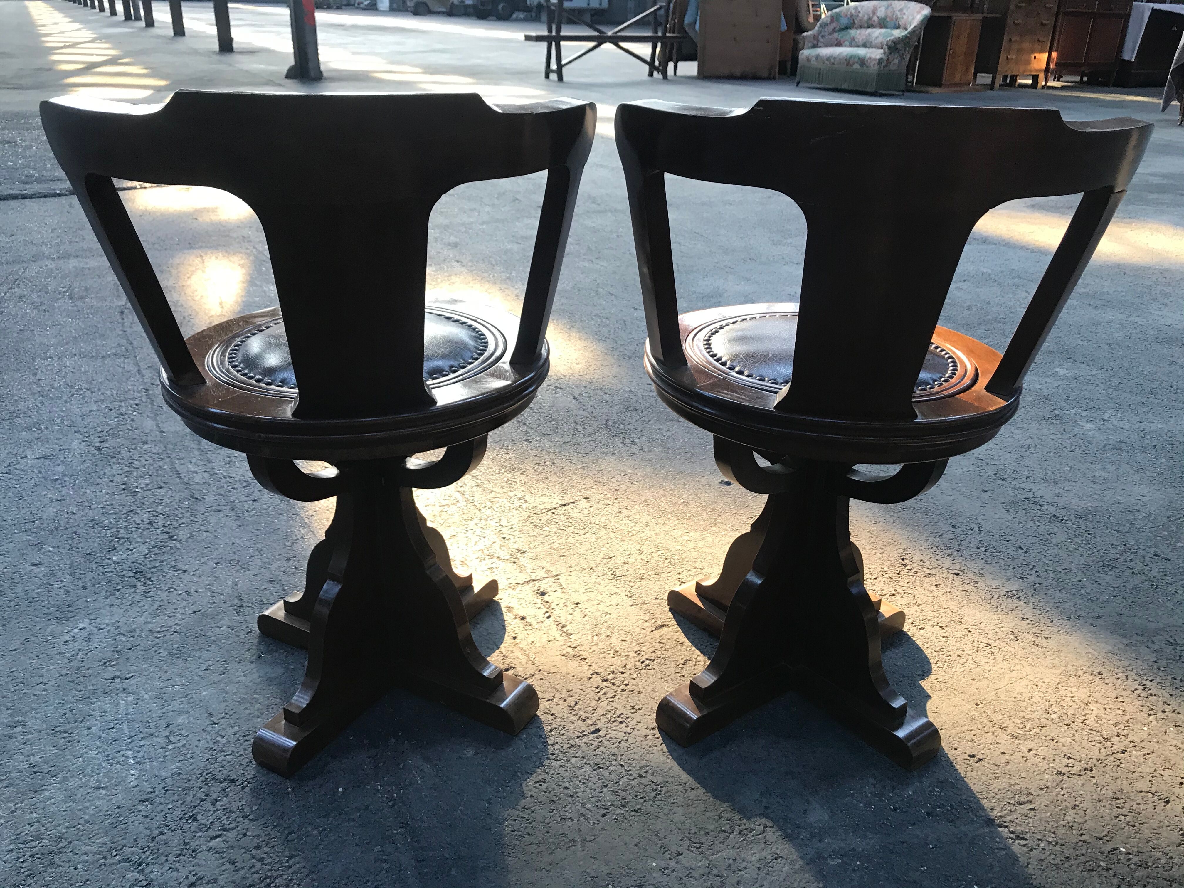 Pair of mahogany boat chairs 1970