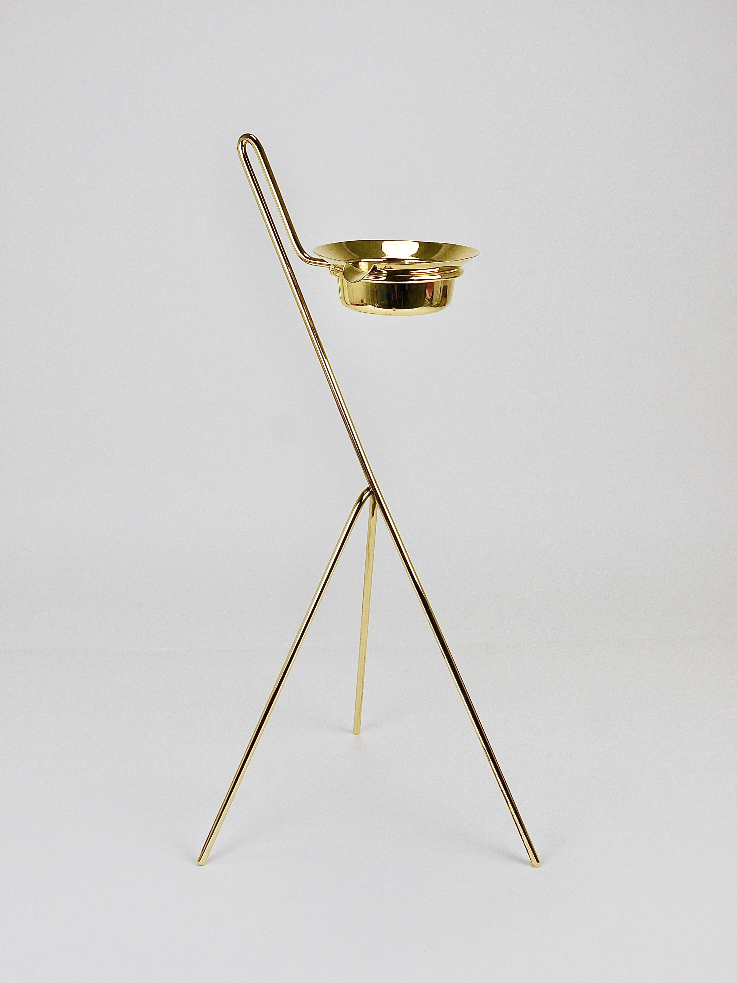 Rare Carl Auböck Brass Standing Floor Ashtray, Smoking Stand, Austria, 1950