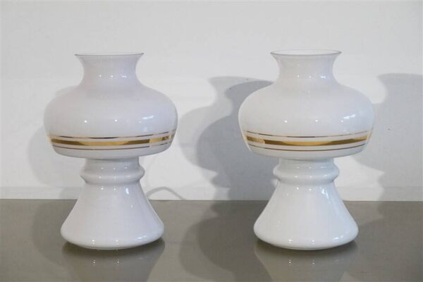 Paire de lampes scandinave en verre 1970