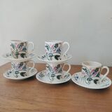 Set of 5 espresso cups in Lunéville earthenware