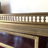 Living room table, Louis XVI style desk in wood, marble and brass