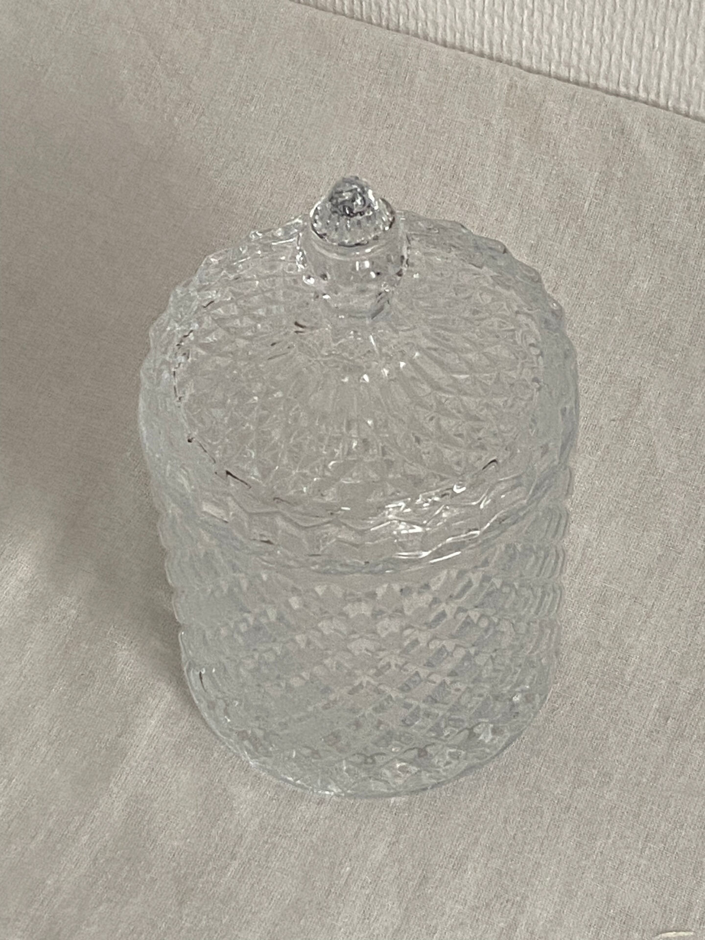 Candy box / glass cotton pot with crystal effect