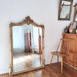 Large gilded mirror louis XV rockery  142x99cm
