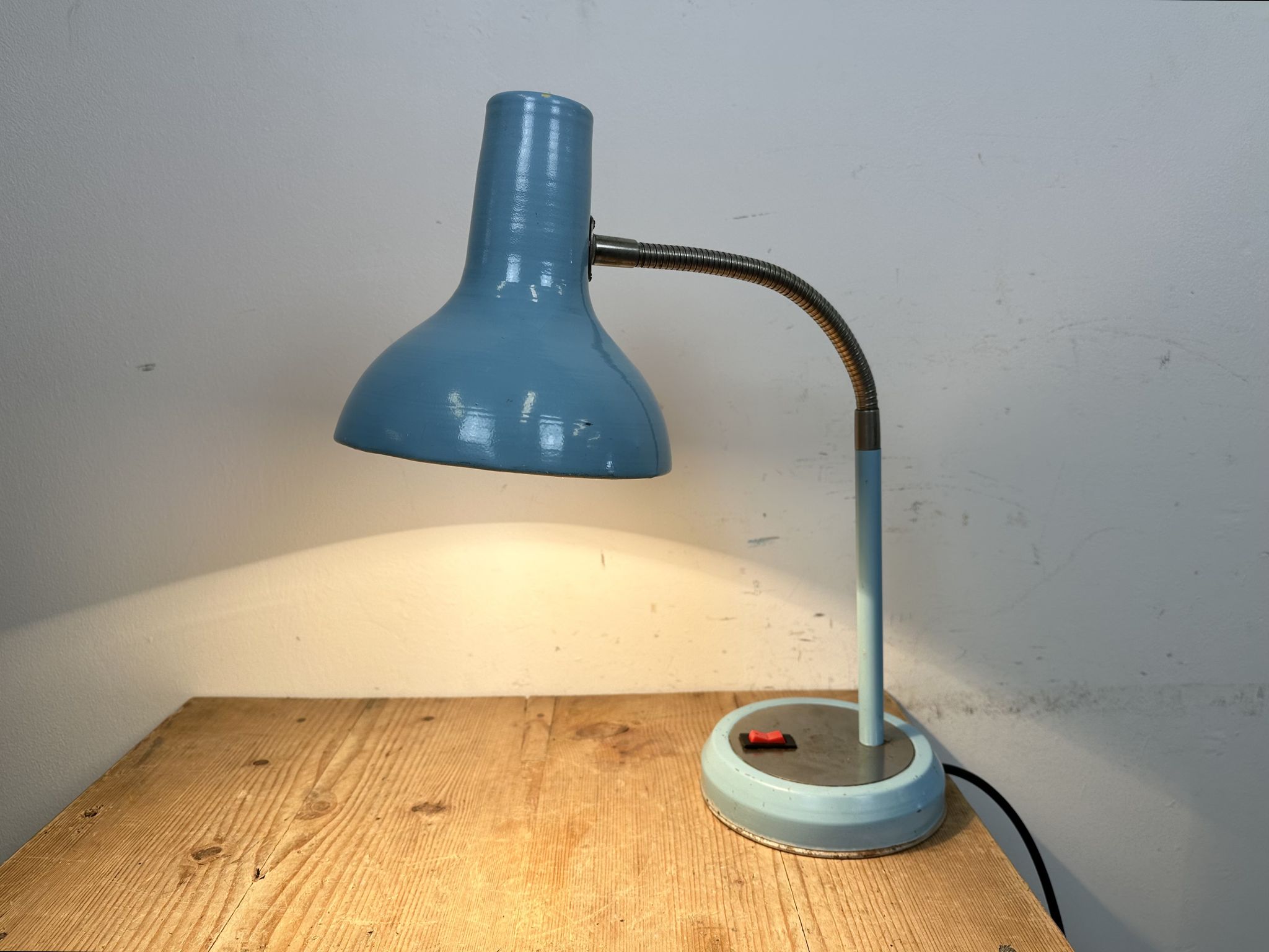 Blue Industrial Gooseneck Table Lamp, 1960s
